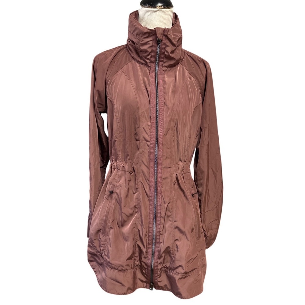 Athleta Drip Drop Jacket XXS Rose Mauve Hooded Water Resistant Rain Jacket - Picture 2 of 5